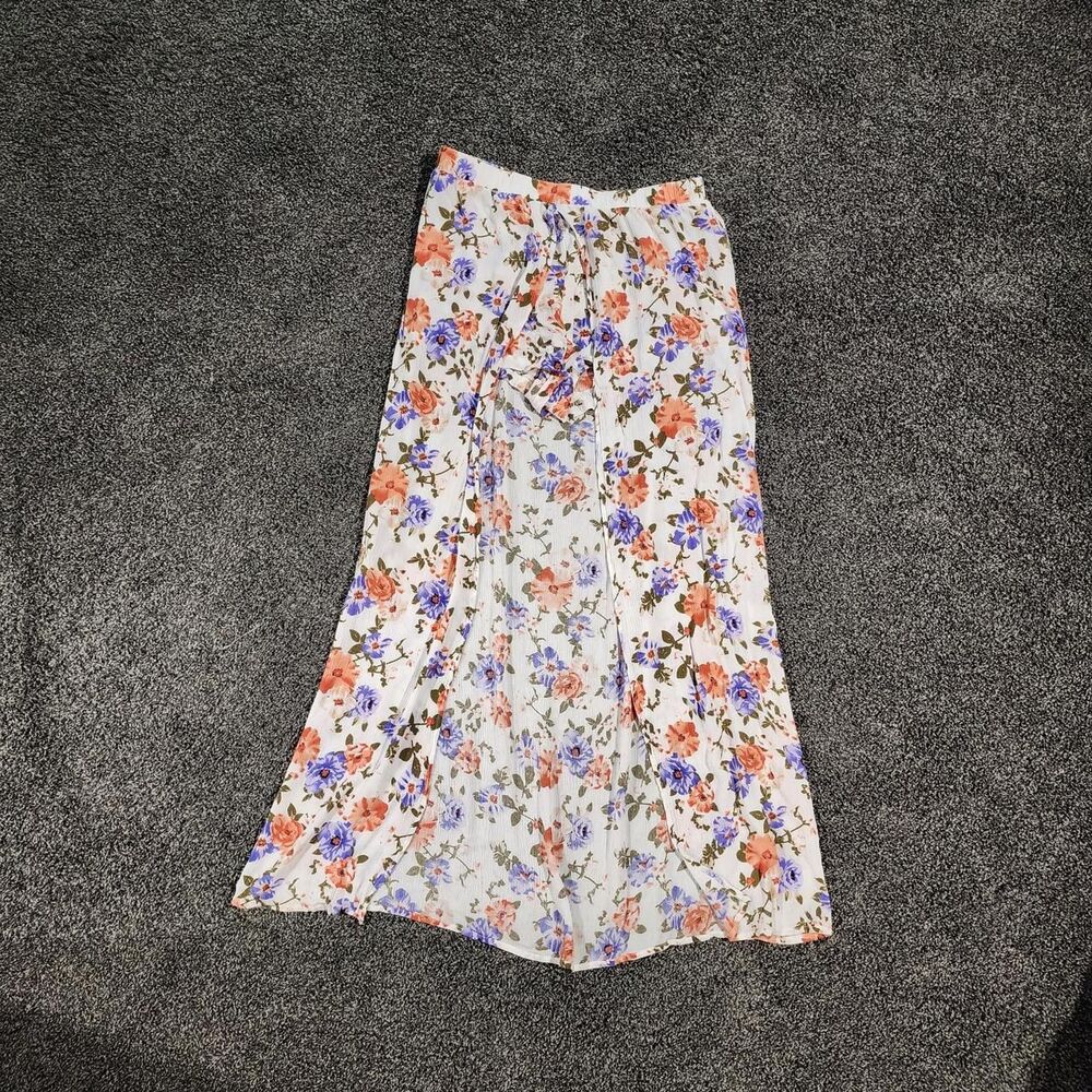 Aakaa Floral shorts with maxi skirt coverup overlay beach